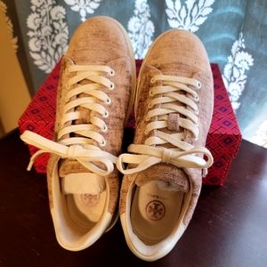 Tory Burch Howell Court Mauve/Pink Textured Velvet Sneaker